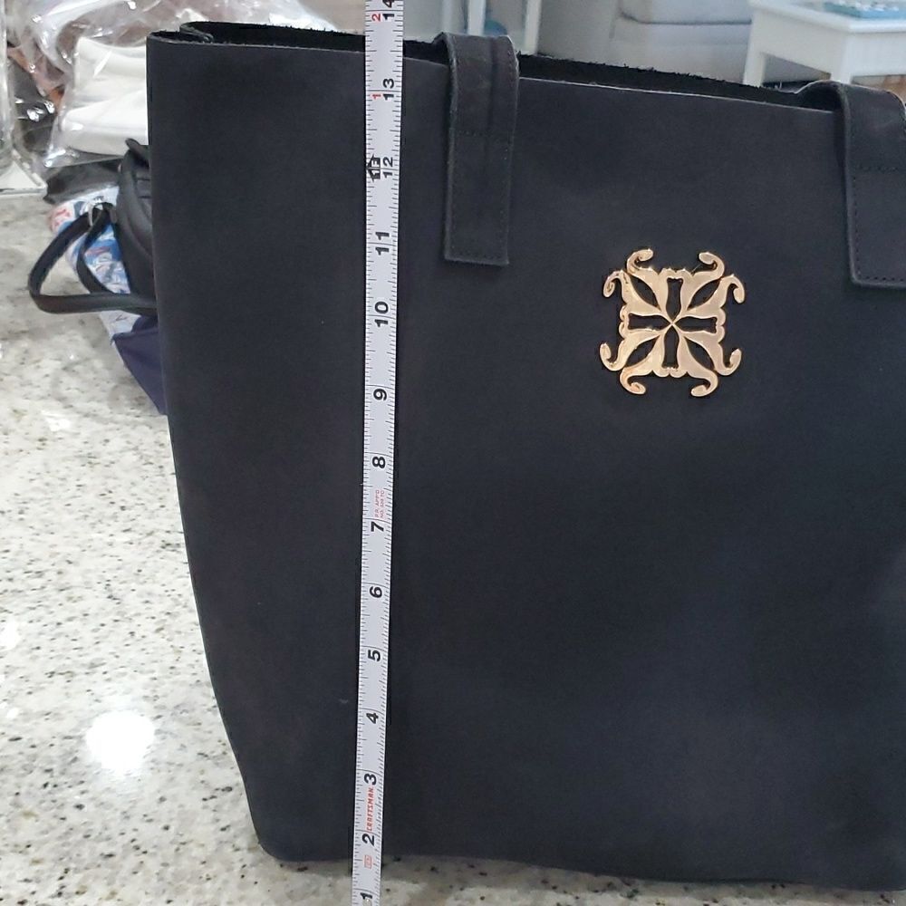 Rustic Cuff Black Suede Leather Tote/Weekender - Picture 8 of 8